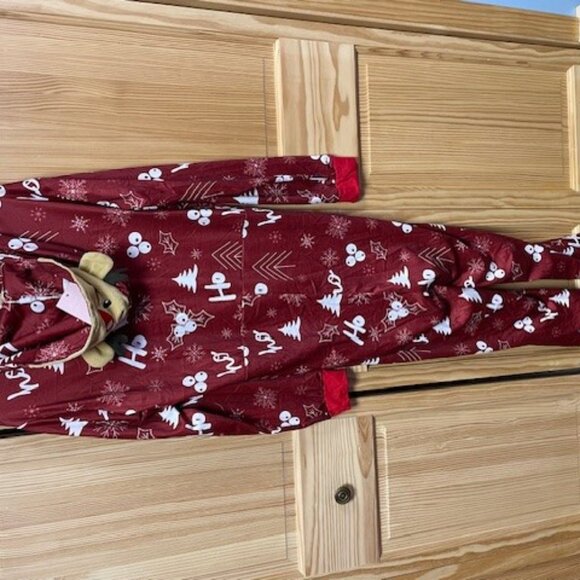 Men Dad Mery Christmas Sets Printed Hooded Zipper Jumpsuit Family Outfit Match - Picture 2 of 5